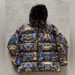 adidas Black and Gold Patterned Puffer Jacket. Worn once. New Without Tags!